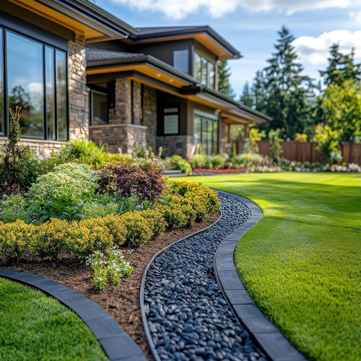 Professional landscaped home exterior